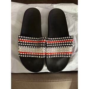International Concepts Rhinestone Stripe Sandals - Size 11